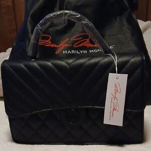 Marilyn Monroe Black Quilted Shoulder Bag with Magnetic Flap Closure